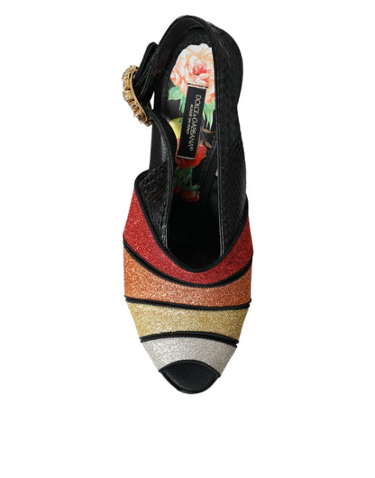 Dolce &amp; Gabbana Sandali con plateau in cristallo floreale multicolore