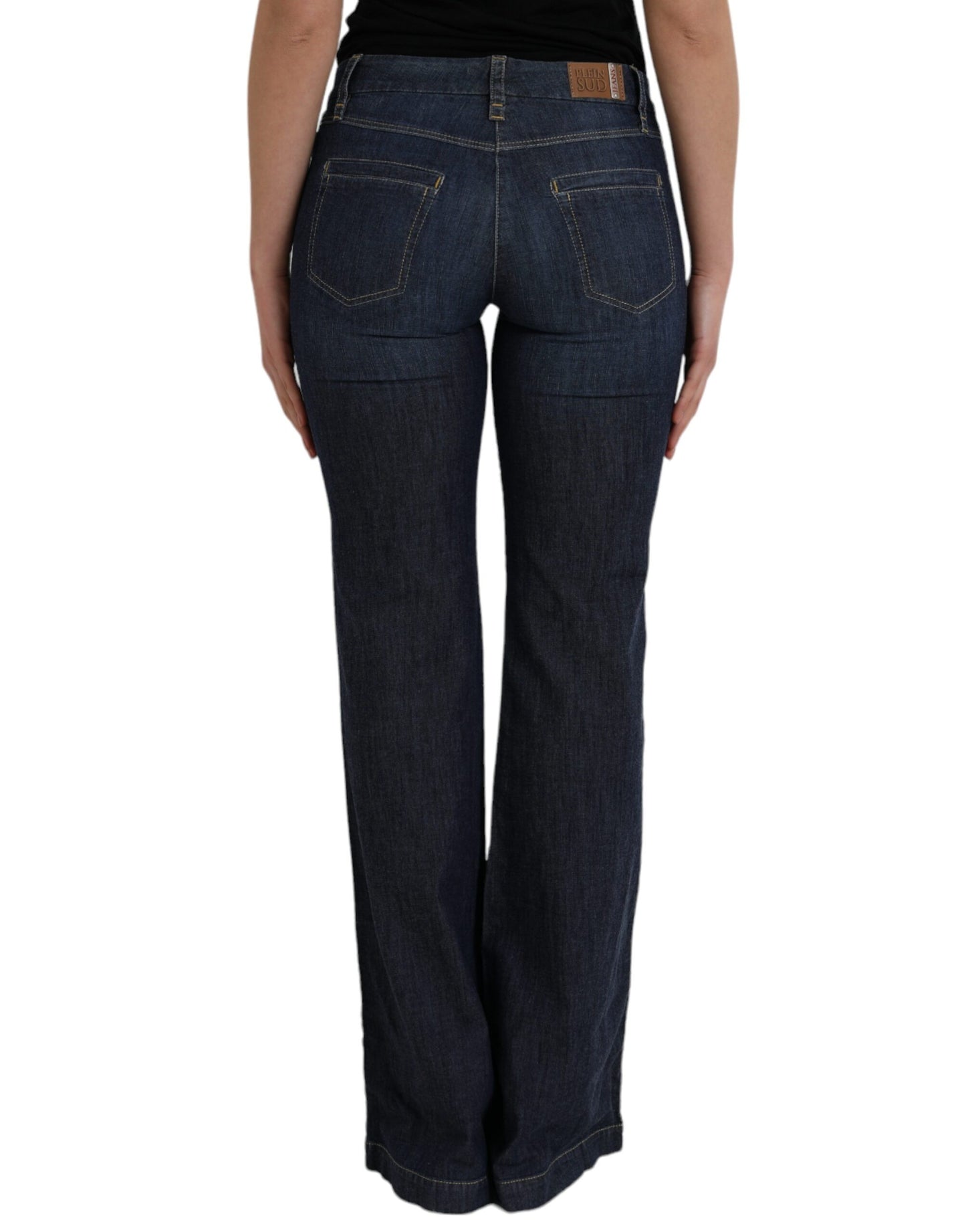 PLEIN SUD Jeans Bootcut in cotone blu scuro