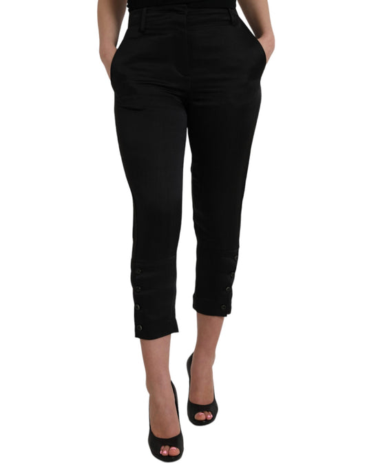 Pantaloni Capri Cropped Neri a Vita Alta Ermanno Scervino