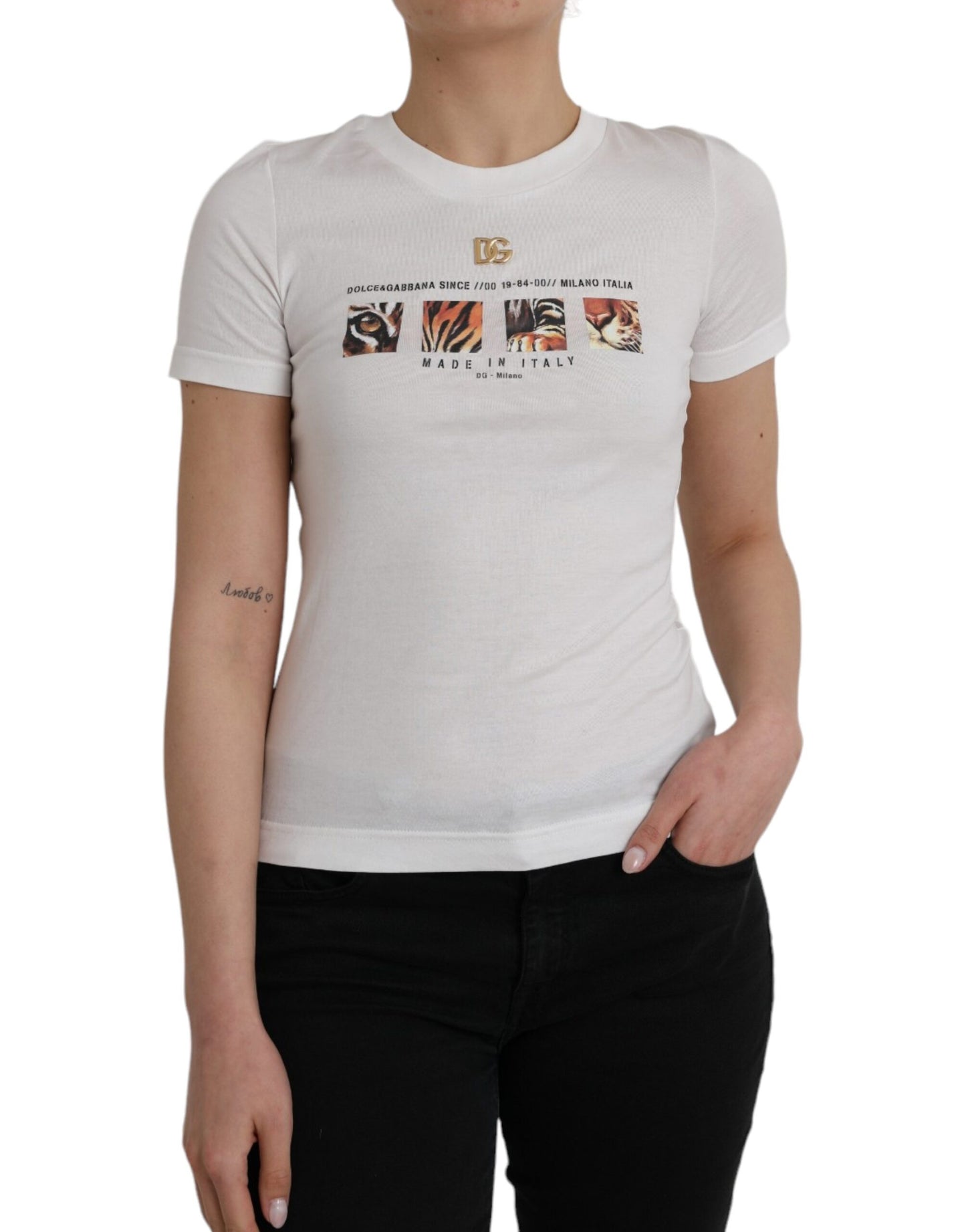 Dolce &amp; Gabbana T-shirt girocollo a maniche corte in cotone bianco