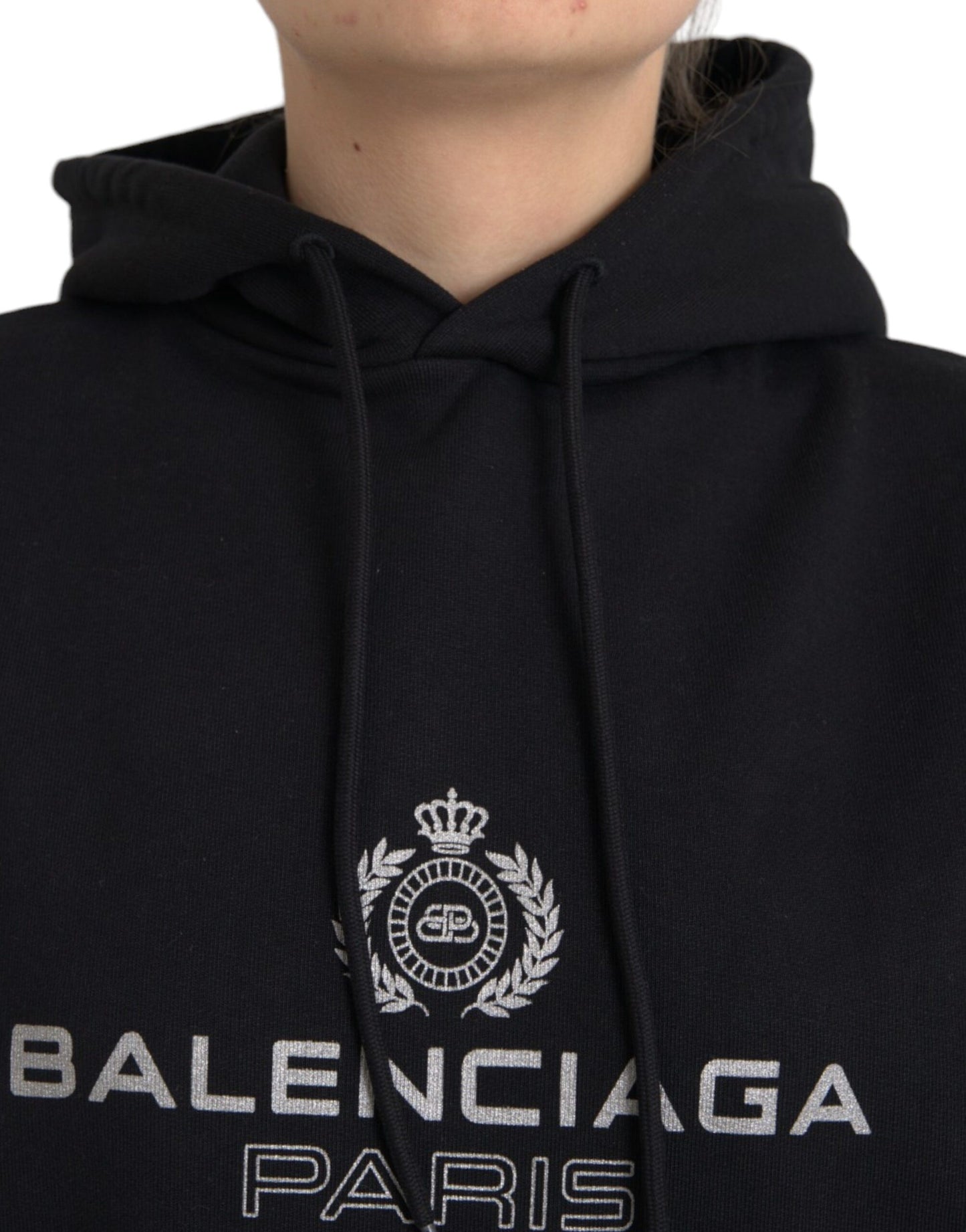 Felpa con cappuccio e logo Balenciaga in cotone nero