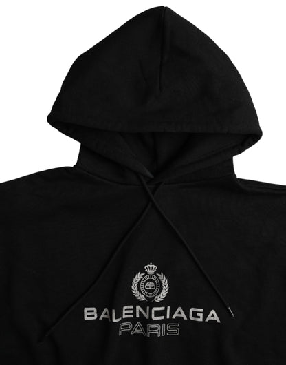 Felpa con cappuccio e logo Balenciaga in cotone nero