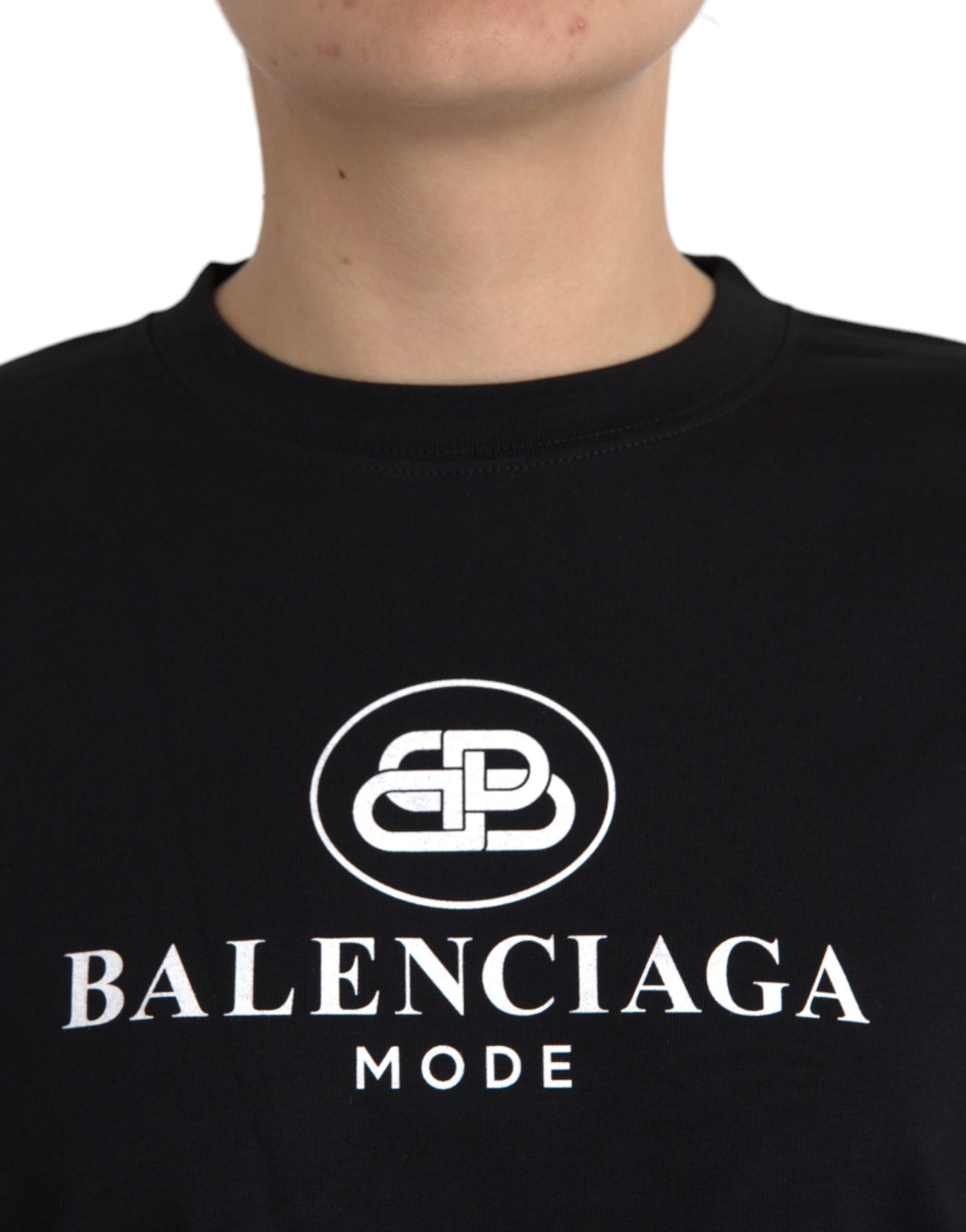 Balenciaga T-shirt girocollo a maniche corte con logo in cotone nero