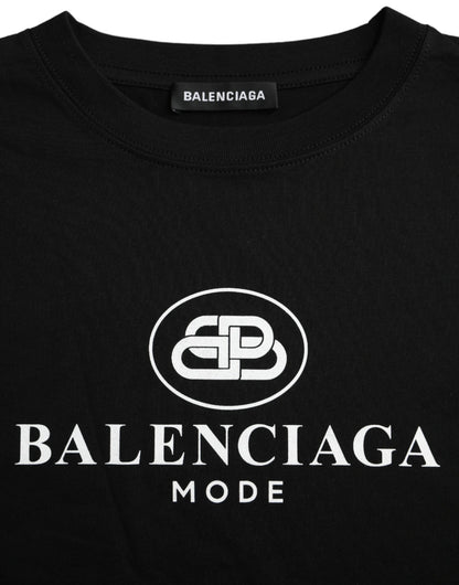 Balenciaga T-shirt girocollo a maniche corte con logo in cotone nero