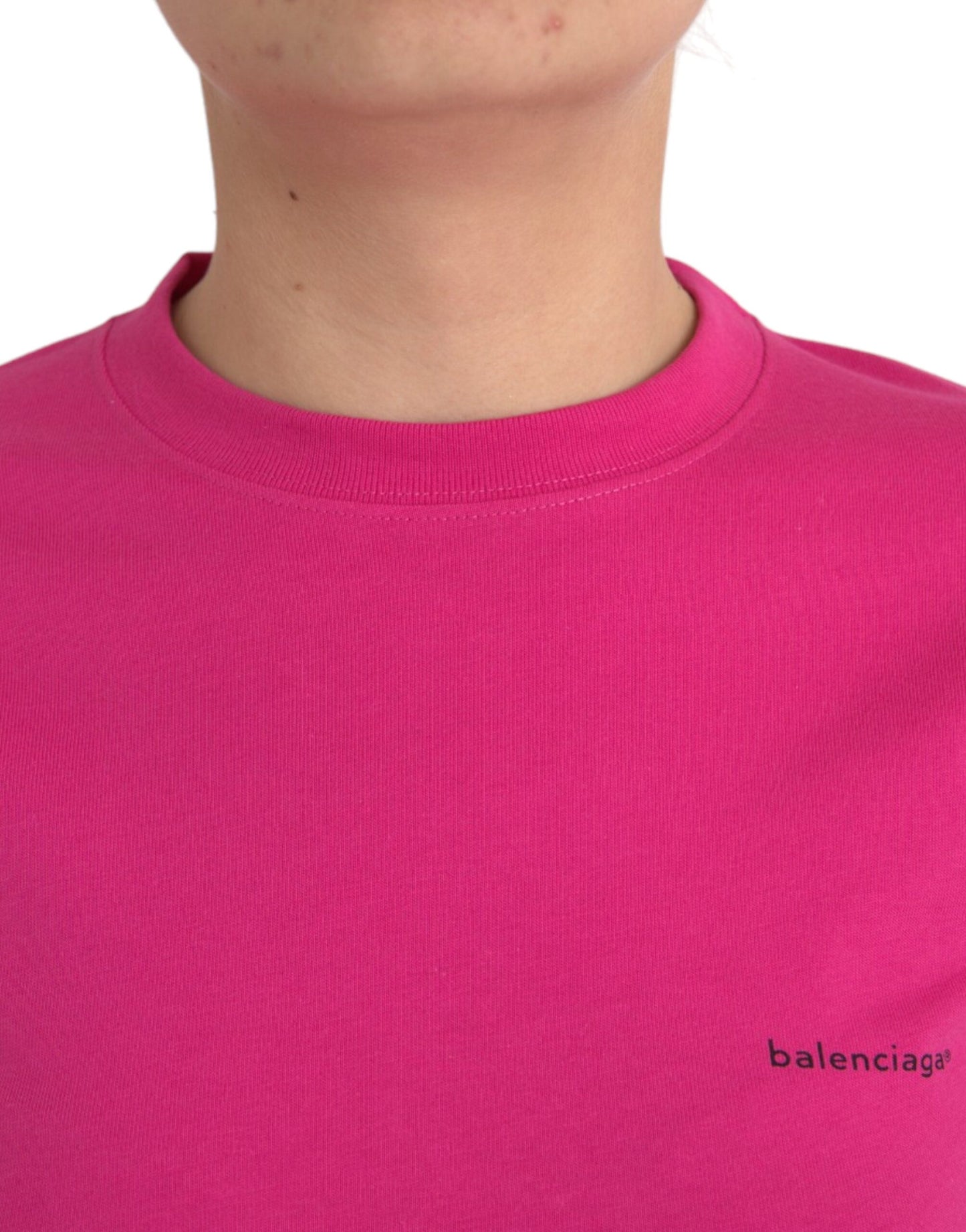 Balenciaga Maglietta girocollo in cotone rosa a maniche corte