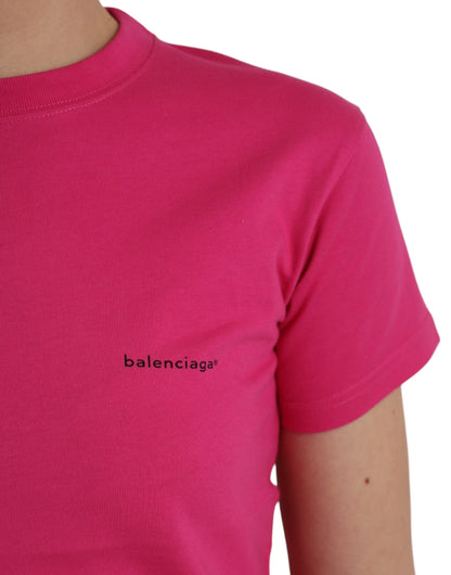 Balenciaga Maglietta girocollo in cotone rosa a maniche corte