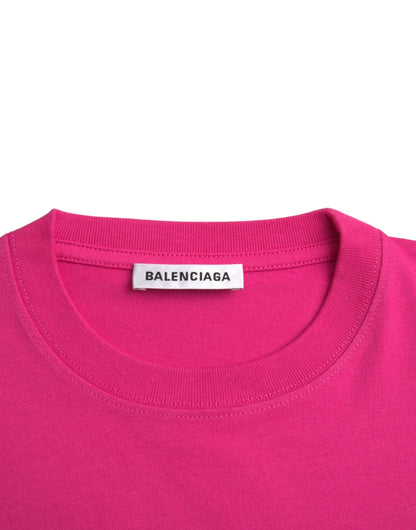 Balenciaga Maglietta girocollo in cotone rosa a maniche corte