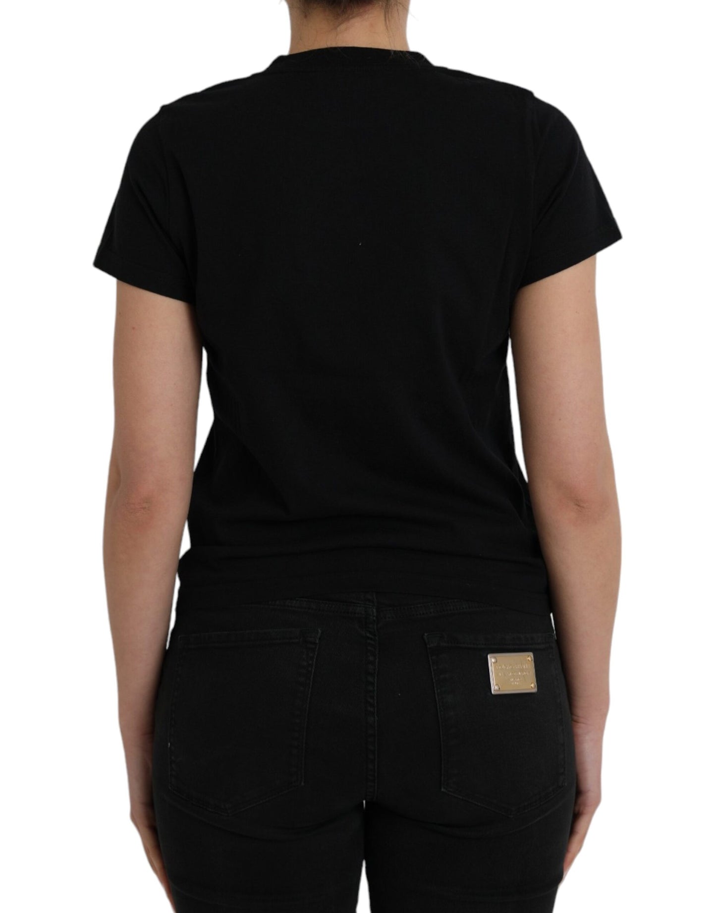 Balenciaga T-shirt girocollo a maniche corte con stampa logo in cotone nero