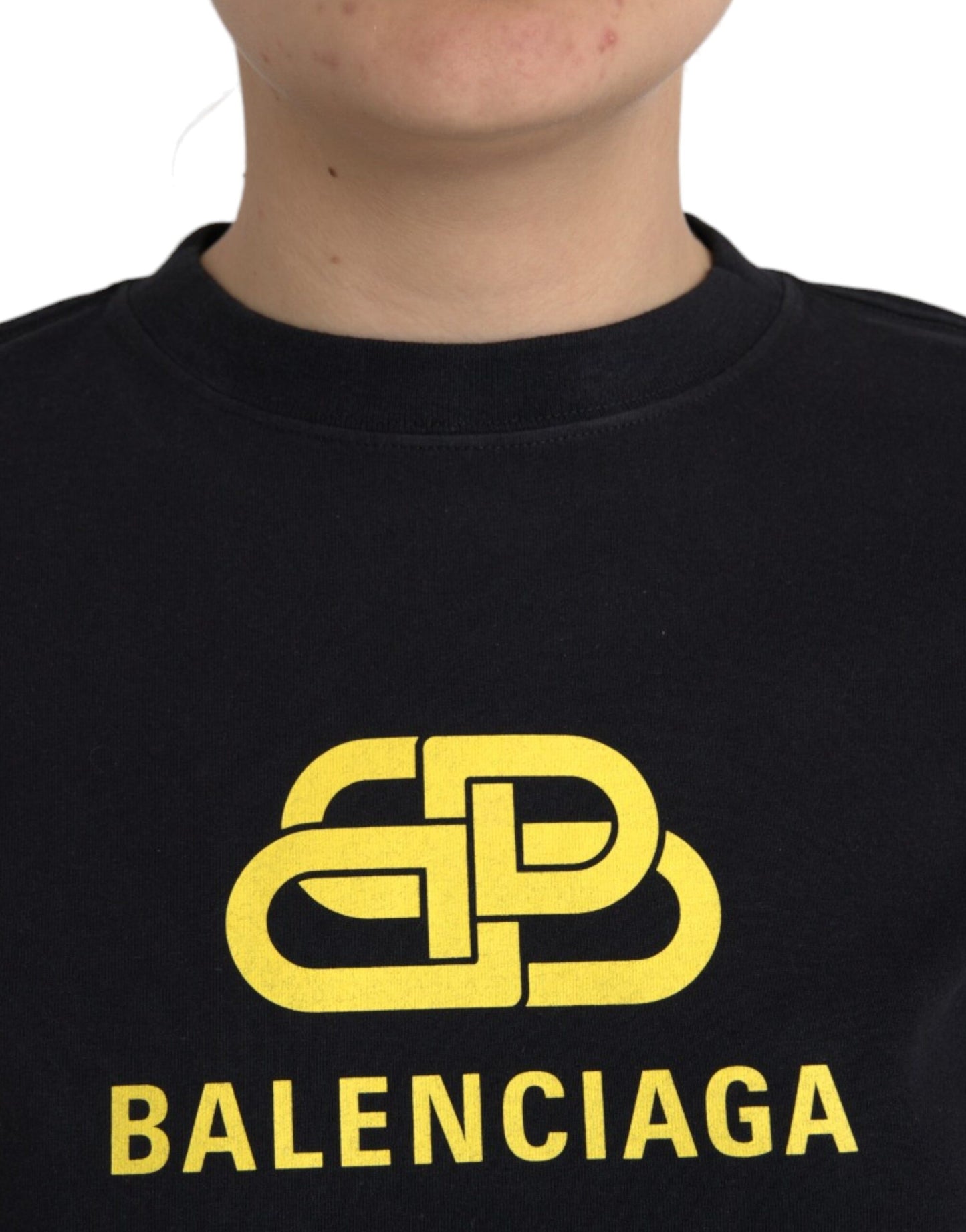 Balenciaga T-shirt girocollo a maniche corte con stampa logo in cotone nero