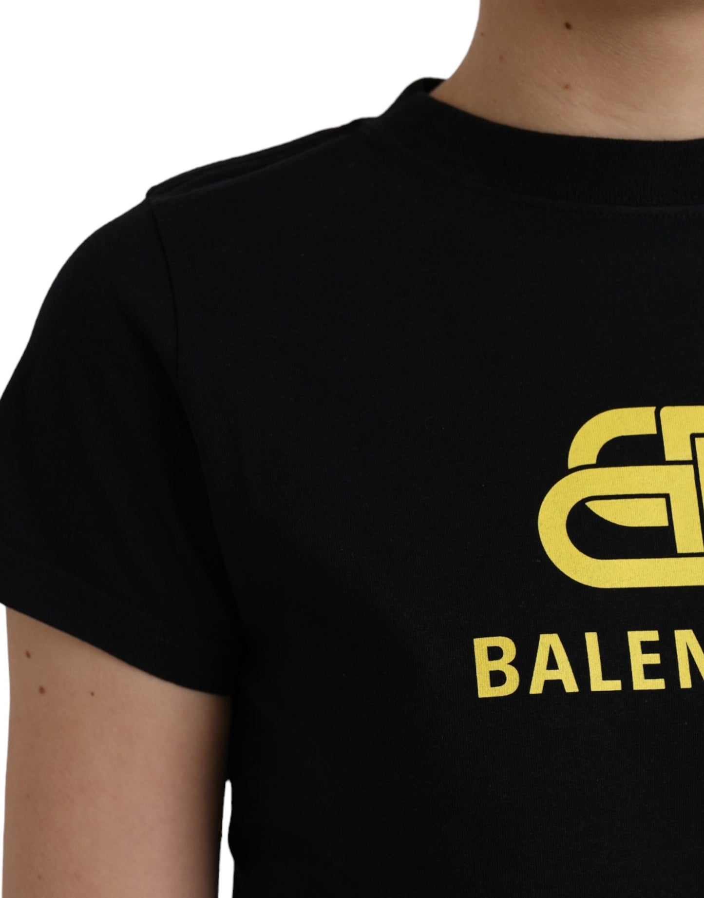 Balenciaga T-shirt girocollo a maniche corte con stampa logo in cotone nero