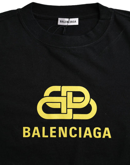 Balenciaga T-shirt girocollo a maniche corte con stampa logo in cotone nero