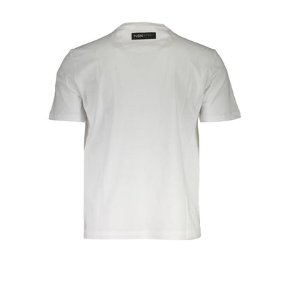 T-shirt girocollo in fresco cotone bianco Plein Sport con stampa