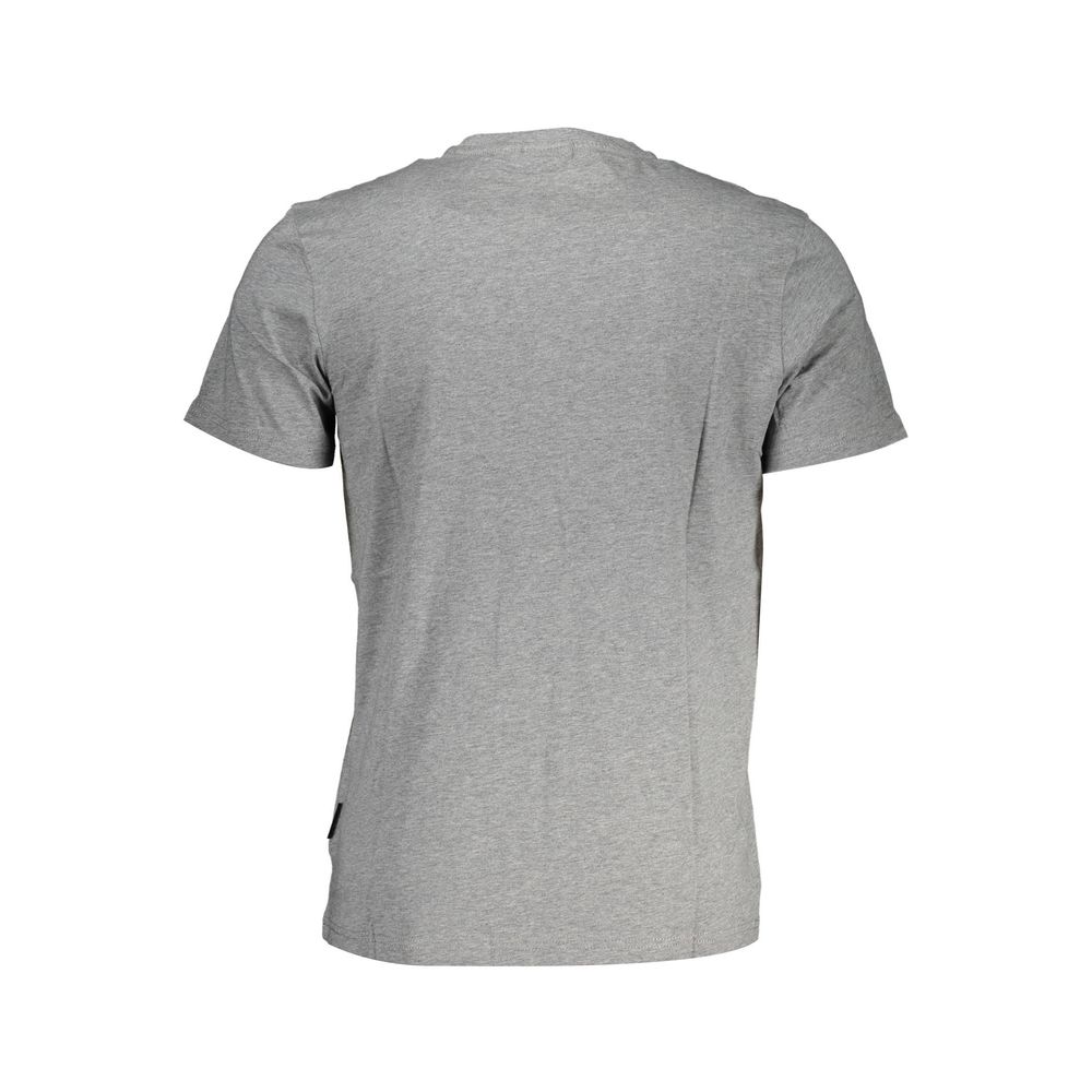 T-shirt in cotone grigio con logo ricamato Napapijri