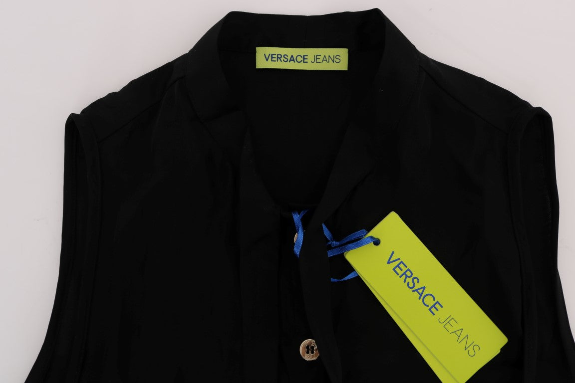 Camicetta camicia nera senza maniche chic di Versace Jeans