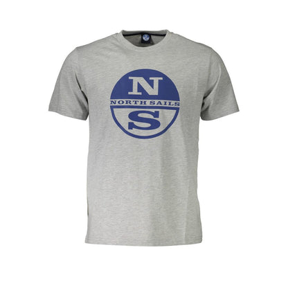 T-shirt in cotone grigio lucido North Sails con stampa iconica