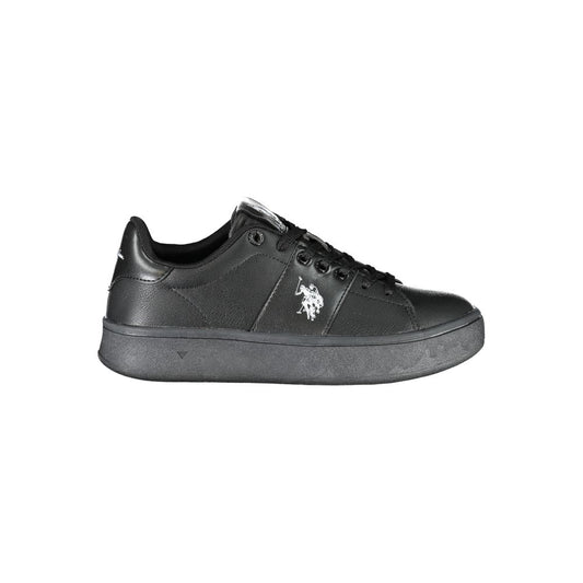 POLO ASSN. Eleganti sneakers sportive nere allacciate con dettagli a contrasto