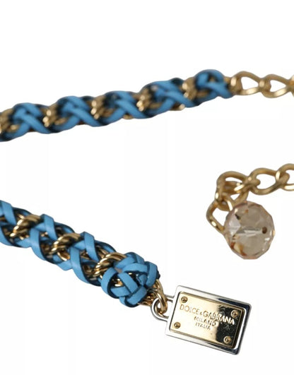 Cintura Dolce &amp; Gabbana con catena in ottone dorato intrecciata blu