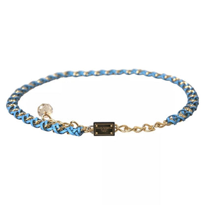 Cintura Dolce &amp; Gabbana con catena in ottone dorato intrecciata blu