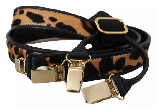 Dolce &amp; Gabbana Marrone Leopardo Oro Clips Donna Reggicalze