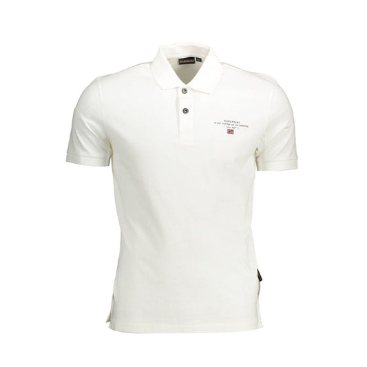 Polo Napapijri elegante in cotone bianco con ricamo