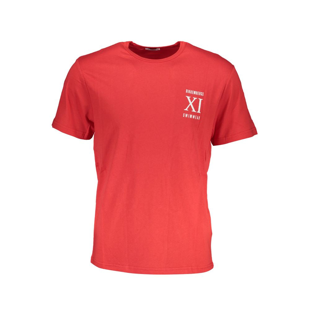 T-shirt rossa in cotone Bikkembergs