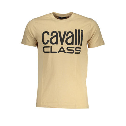 Cavalli Class Beige Cotton T-Shirt