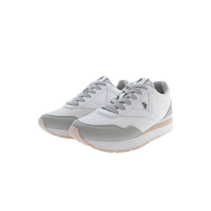 US POLO ASSN. Eleganti sneakers stringate bianche con dettaglio logo