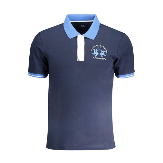 La Martina Blue Cotton Polo Shirt