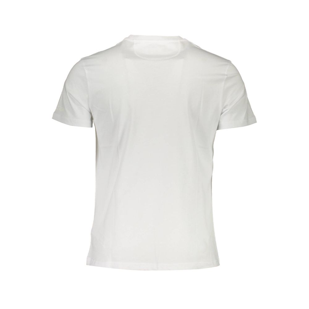 La Martina T-shirt girocollo bianca elegante con stampa Signature