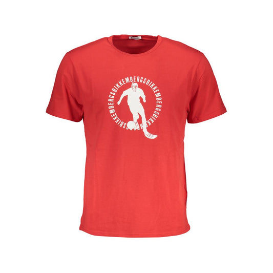 T-shirt rossa in cotone Bikkembergs