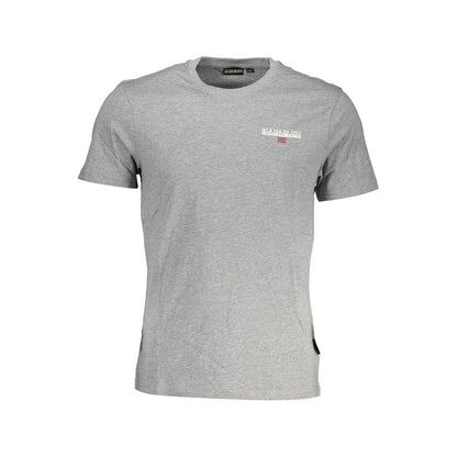 T-shirt classica in cotone grigio Napapijri con stampa Signature