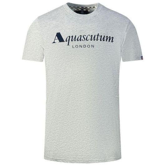 T-shirt Aquascutum elegante con logo grigio e dettaglio manica Union Jack