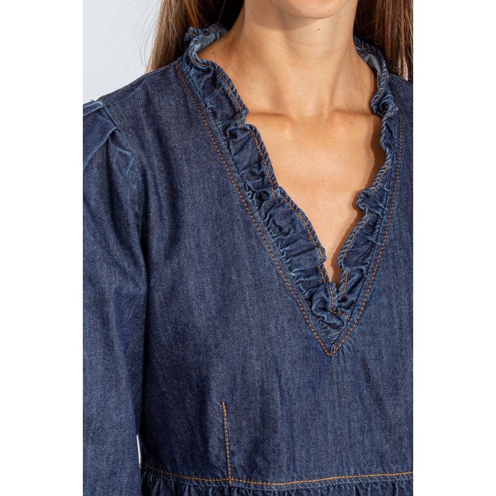 Love Moschino Elegante abito svasato in denim blu scuro