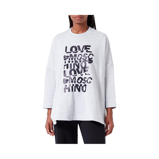 Felpa oversize in cotone glitterato Love Moschino - Grigia