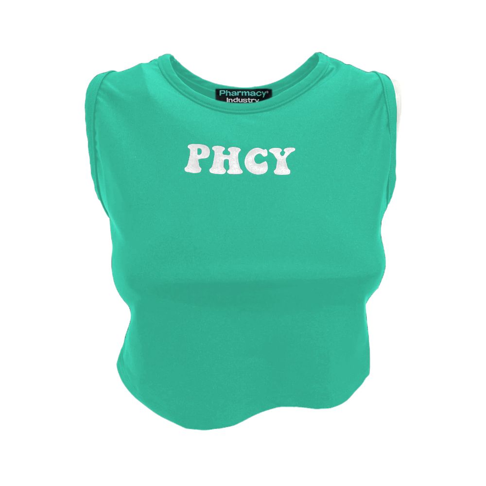 Top senza maniche in lycra con stampa logo Pharmacy Industry - Verde smeraldo