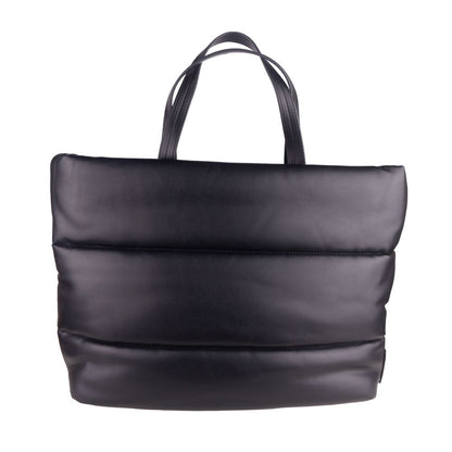 Plein Sport Elegant Black Padded Eco-Leather Shopper