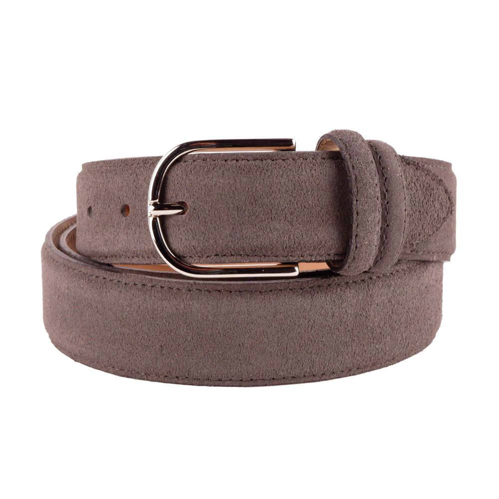 Made in Italy Elegant Gray Suede Calfskin Belt