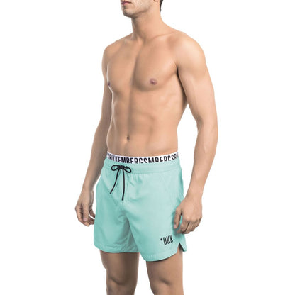 Bikkembergs Pantaloncini da bagno da uomo in poliestere azzurro chiaro