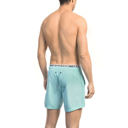 Bikkembergs Pantaloncini da bagno da uomo in poliestere azzurro chiaro