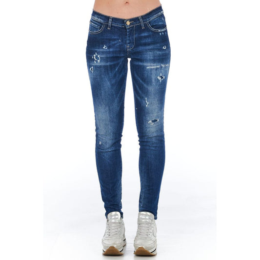 Frankie Morello Jeans skinny da donna in cotone blu