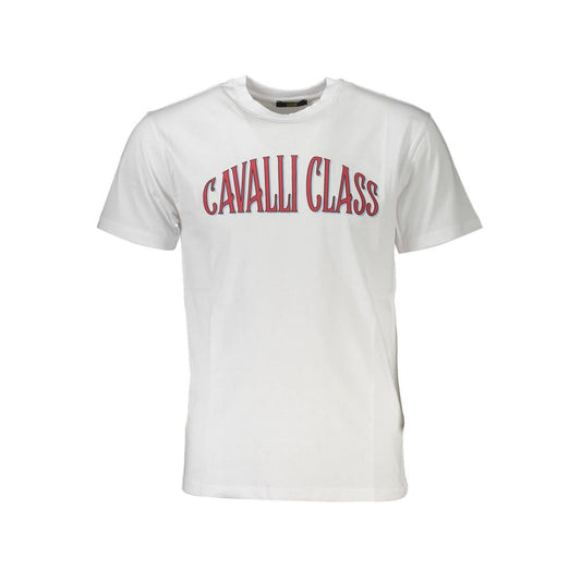 Maglietta elegante con stampa bianca Cavalli Class con logo classico