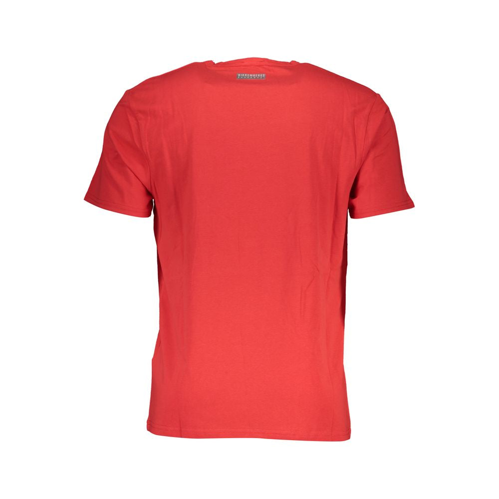 T-shirt rossa in cotone Bikkembergs