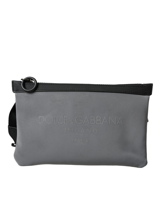 Dolce &amp; Gabbana Grigio Neoprene Logo Zip Waist Fanny Pack Cintura Pouch Bag