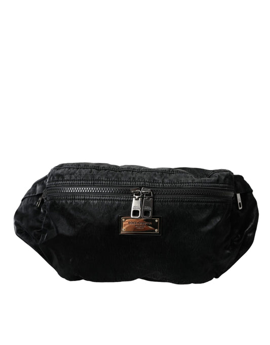 Dolce &amp; Gabbana Marsupio con placca logo in nylon nero