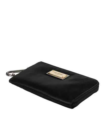 Dolce & Gabbana Black Nylon Logo Plaque Keyring Pouch Clutch Bag