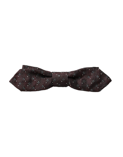 Dolce & Gabbana Maroon Silk Patterned Adjustable Neck Papillon Bow Tie