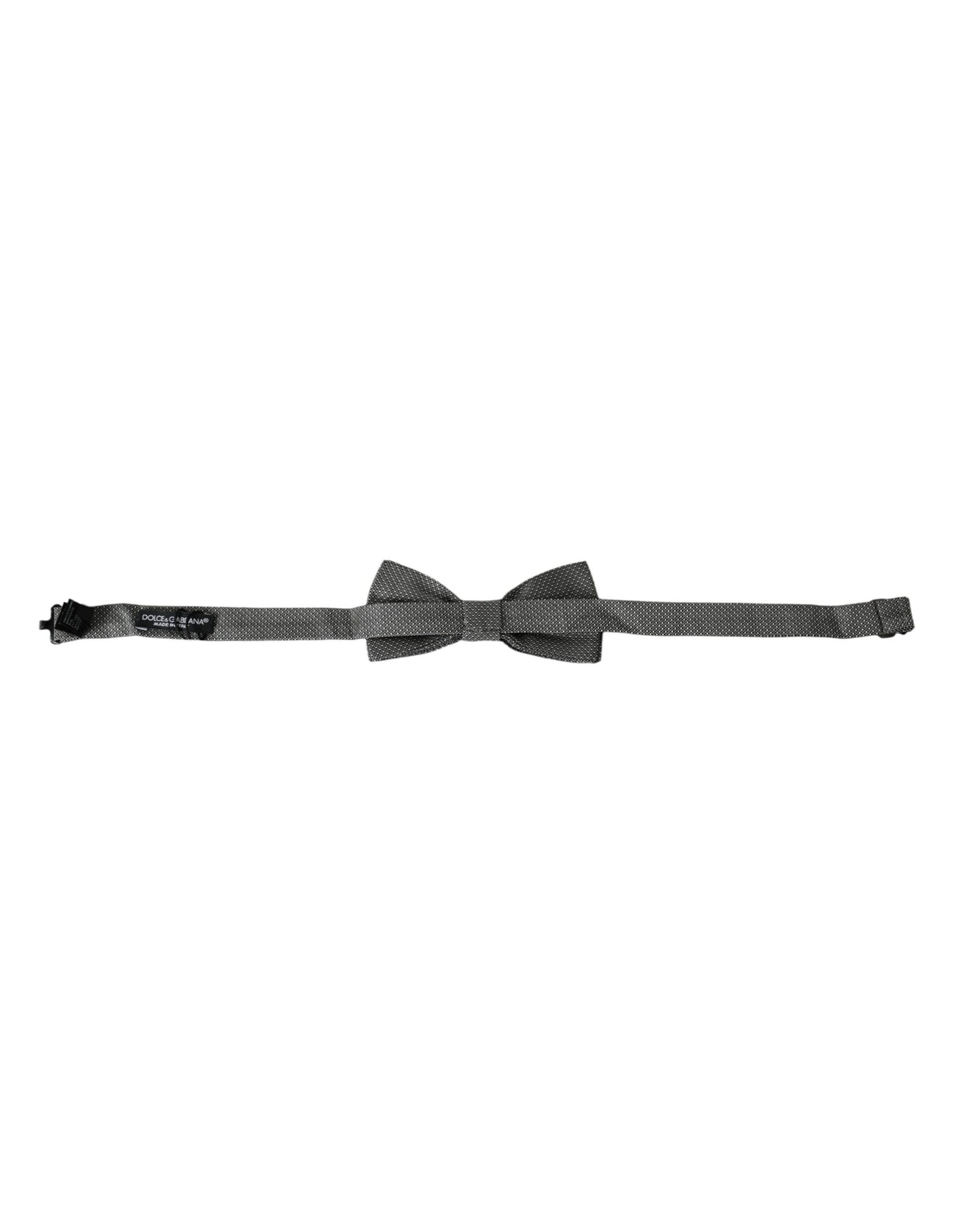 Dolce & Gabbana Gray Silk Patterned Adjustable Neck Men Bow Tie