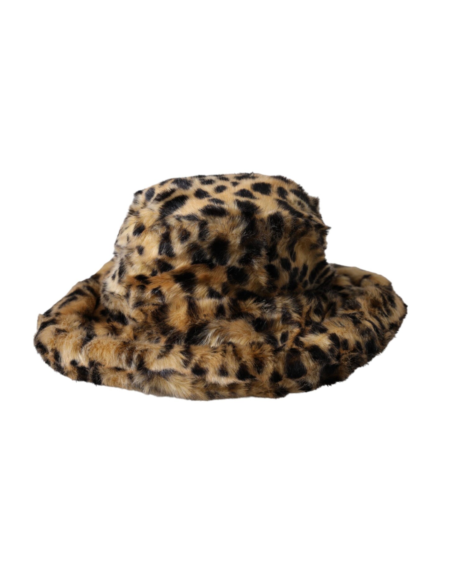 Dolce &amp; Gabbana Cappello da pescatore da donna in pelliccia di leopardo marrone