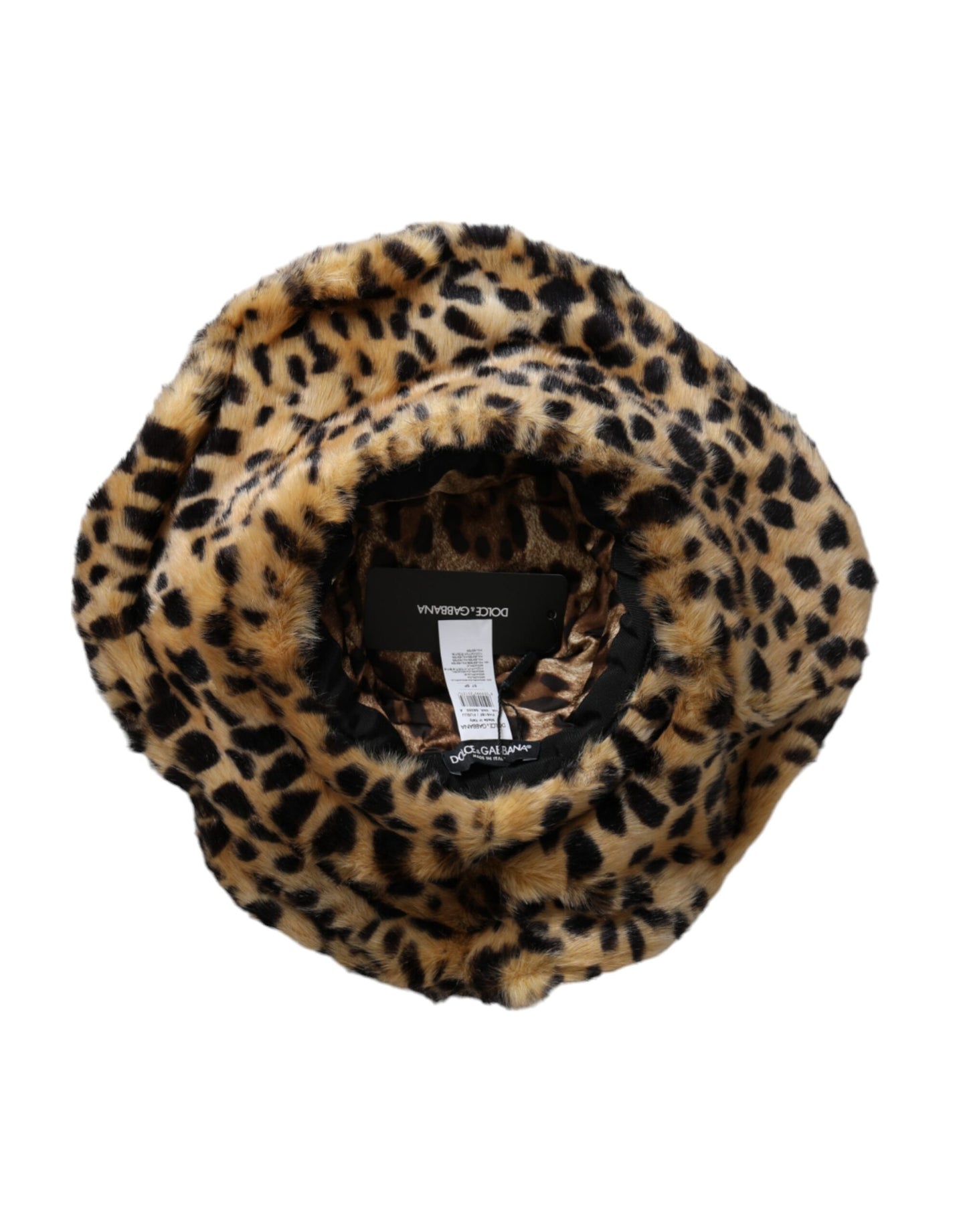 Dolce &amp; Gabbana Cappello da pescatore da donna in pelliccia di leopardo marrone