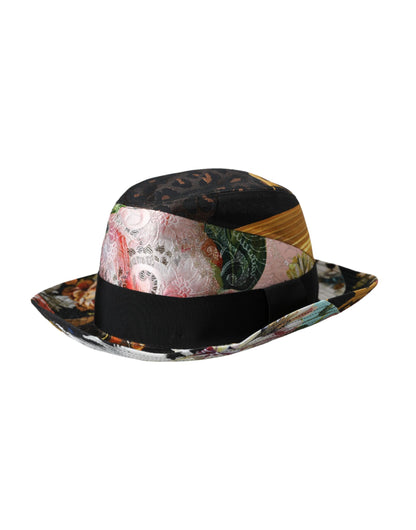 Cappello Fedora a tesa larga da donna patchwork multicolore Dolce &amp; Gabbana